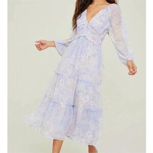 Altar’d State Floral Purple Midi Dress - Medium